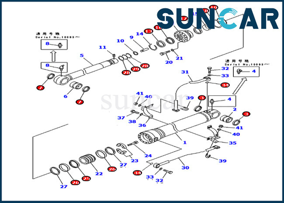 주문 코마츠 PC400ST-6 PC400ST-6LC 굴삭기 수리용 장비를 위한 707-99-68530 암 실린더 봉지 키트 online manufacture