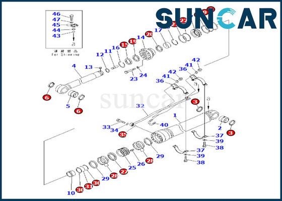 주문 PC600-8 PC600-8R 암 실린더 밀봉 키트를 위한 0 암 실린더 봉지 키트 코마츠 online manufacture