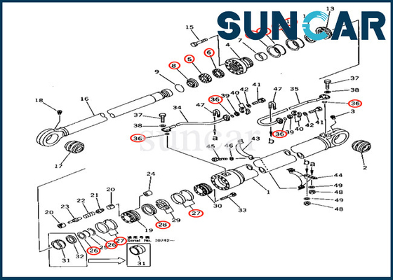 주문 적재기 모델 PC650-3 PC650-5를 위한 코마츠 0 붐원통 서비스 장비 online manufacture