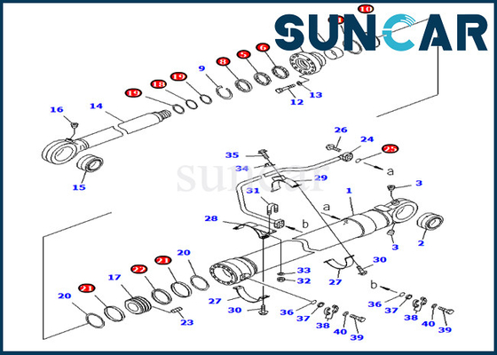 모델들 PC750-7 PC800-8 해외 버전을 위한 코마츠 0 버킷 실린더 봉지 키트