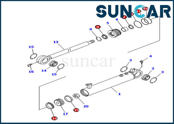 707-98-24910 앵글 실린더 씰 키트 교체 키트는 Komatsu D39EX-21 D39PX-21에 맞습니다.