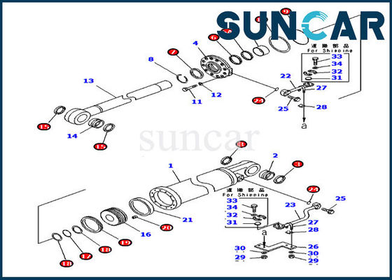 707-99-75600 7079975600 도저 씰 키트 리퍼 리프트 실린더 키트는 Komatsu D475A-5A에 맞습니다.