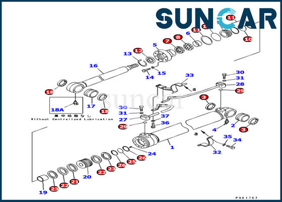 707-99-25840 Komatsu PC100-6Z 굴착기 용 붐 실린더 서비스 키트 실린더 수리 씰 키트