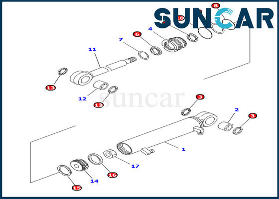 707-98-03400 버킷 실린더 봉지 키트는 코마츠 PC10MR-1 유압 실린더 조립 수리에 적합합니다