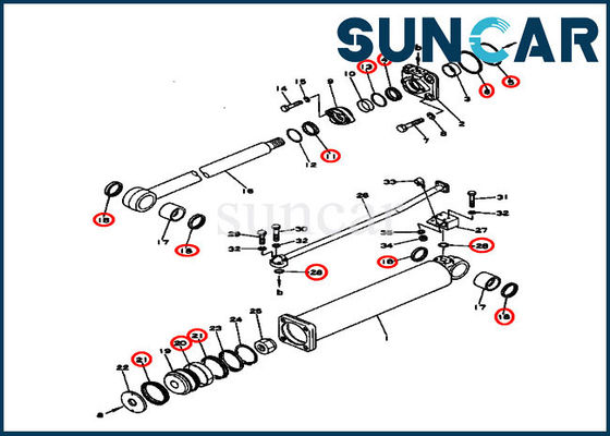 불도저 부품 131-63-05040 리프트 유압 실린더 씰 키트 D53S-16 Komatsu 수리 키트