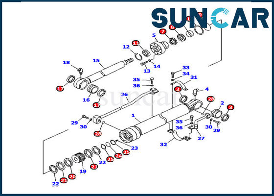 707-98-36240 버킷 실린더 씰링 키트 Komatsu 씰 PC120-6 모델 내부 수리 키트