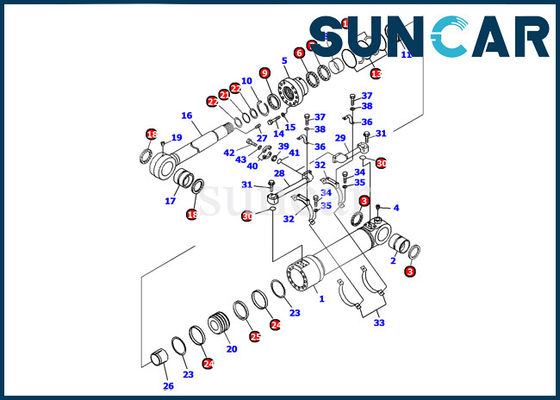 Komatsu 707-98-56210 바텀 덤프 실린더 씰 키트 PC1100-6 굴삭기 씰링 수리 서비스 키트