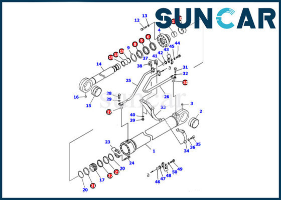 707-98-77210 Komatsu PC1100-6 굴삭기 버킷 실린더 서비스 키트 오일 씰 수리 키트