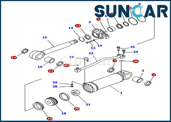 707-99-52170 리퍼 씰링 키트 D65EX-15E0 모델에 맞는 Komatsu 실린더 씰 수리 키트