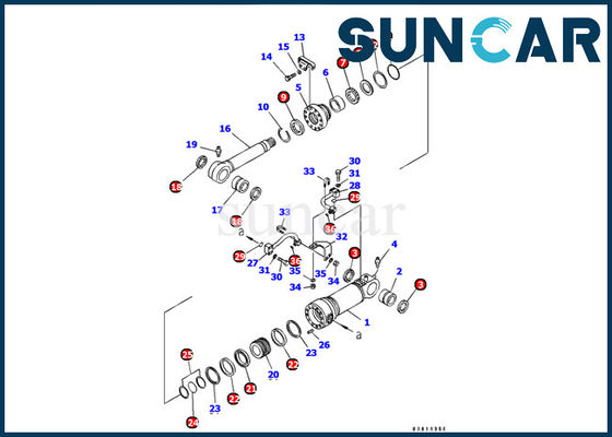 코마츠 PC128US-2-A 굴삭기를 위한 707-99-44290 블레이드 실린더 서비스 장비 실린더 수리 봉지 키트
