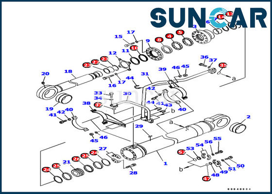PC1250-7 모델 707-99-77010 Komatsu 버킷 로더 실린더 씰 키트 Komatsu 굴삭기 내부 부품