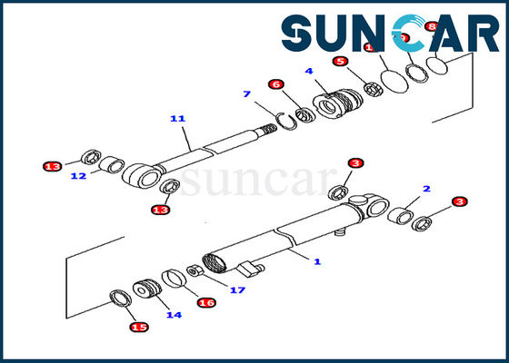 707-98-04640 굴삭기 암 실린더 내유성 씰 키트 Komatsu PC12R-8 내부 부품 교체
