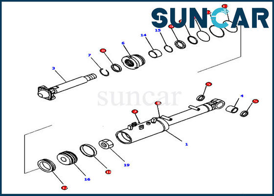 D65PX-17 D65EX-17 코마츠를 위한 707-99-43390 수력 경사 밀봉 수리용 장비 불도저 밀봉 부분