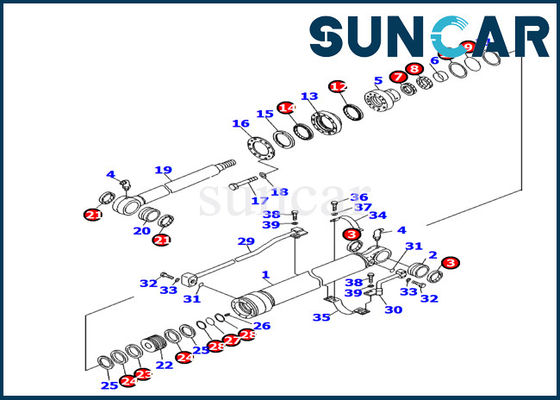 707-99-24740 버킷은 실내측 부품 봉지 키트 적합성 PC130F-7 코마츠 굴삭기 수리용 장비를 실린더를 답니다