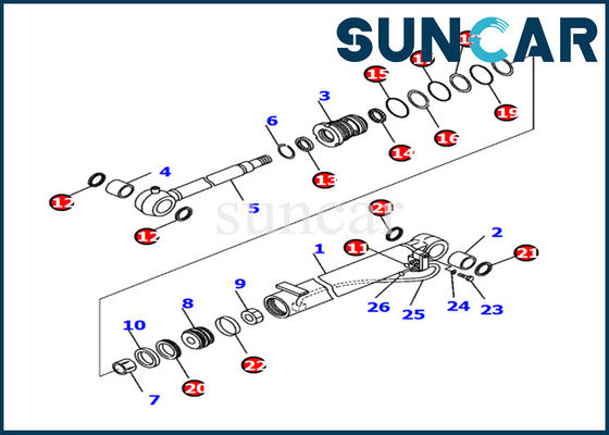 707-98-04710 붐 실린더 씰 키트 Komatsu PC14R-3 굴삭기 내부 수리 서비스 키트