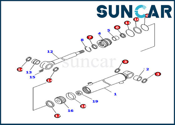 707-98-11220 Komatsu 붐 스윙 실린더 씰 키트 PC14R-3 유압 실린더 아시리아 수리 키트