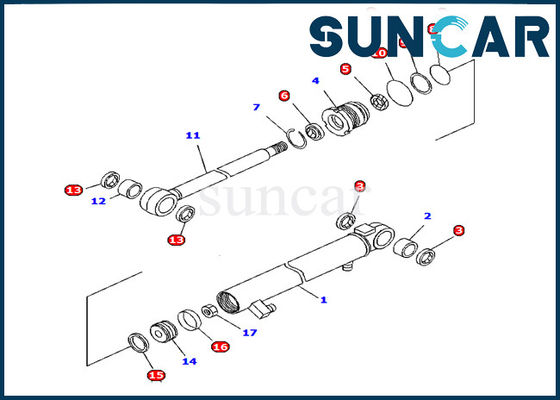 Komatsu 서비스 장비 707-98-13960 내유성 암 실린더 씰 장비 굴착기 PC15R-8