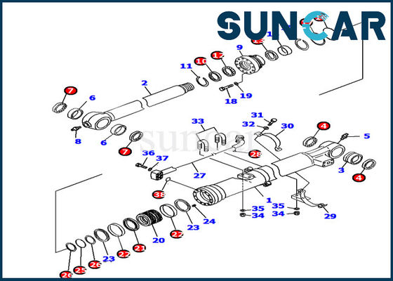 707-99-37150 굴삭기 버킷 실린더 씰 키트는 Komatsu PC160LC-7E0 기계 수리 키트에 맞습니다.