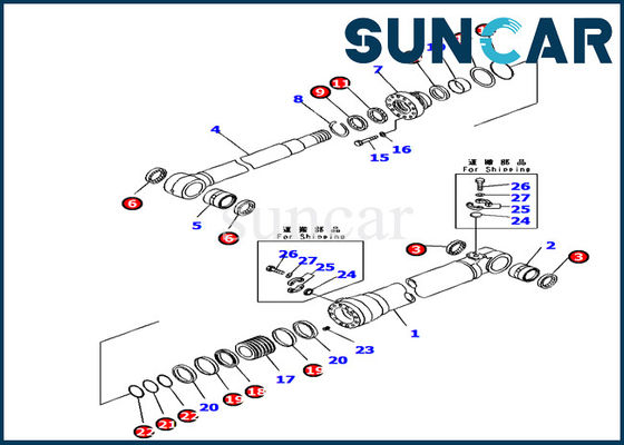 707-99-66310 Komatsu PC160LC-7K 굴삭기 고무 수리 키트 용 붐 조정 실린더 씰 키트