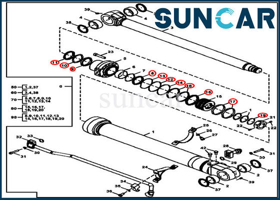 실린더 수리 씰 키트 FYA00012901 135G 130G 굴삭기용 버킷 씰링 키트 John Deere