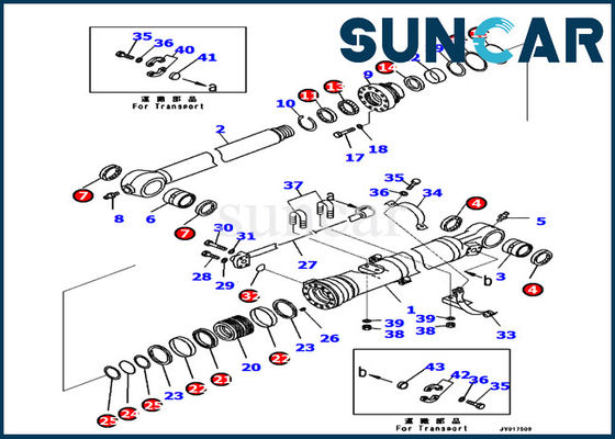 707-99-48710 Komatsu ARM 실린더 씰 키트 실린더 내부 부품 PC240LC-10 굴삭기 수리 키트