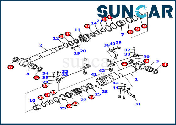 721-98-00250 굴삭기 PC220LC-8 Komatsu 내부 부품 붐 실린더 수리 씰 키트