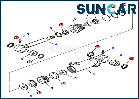 878000393 잎 실린더 물개 장비 PC20-7 Komatsu 굴착기 액압 실린더 아시리아 내부 부품