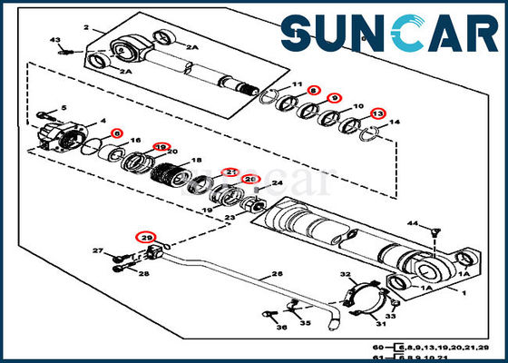 JOHN DEERE 버킷 실린더 키트 AT264439 270CLC 270LC 굴착기 장비용 유압 씰 키트