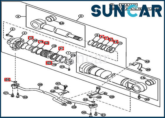 AT264437 200LC 2054 270LC John Deere 부품용 액압 실린더 키트 붐 씰 키트