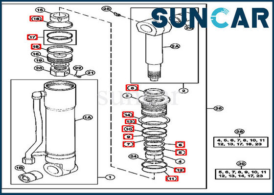 4369769 John Deere 암 씰링 키트 290D 건설 기계 부품 용 유압 수리 씰 키트
