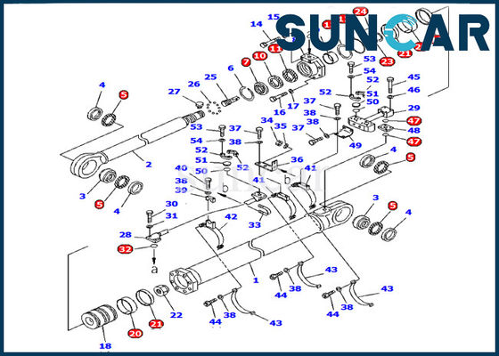 Komatsu 굴착기 PC1600-1 모델 암 실린더 씰 키트 707-99-85200 유압 내부 수리 부품
