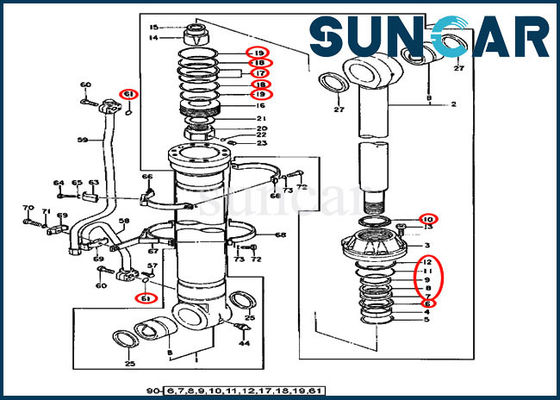 AT196471 450CLC 550LC Deere 모델 장비용 붐 실린더 씰 키트 서비스 키트