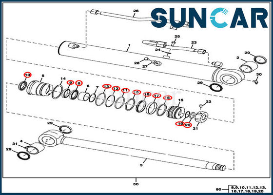 50D 50G JOHN DEERE 키트 FYD00000073 버킷 실린더 교체 씰 키트
