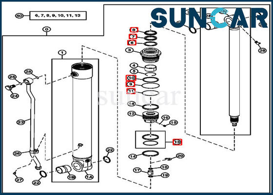 75D 85D JOHN DEERE 씰 키트 4464985 암 유압 실린더 수리 키트
