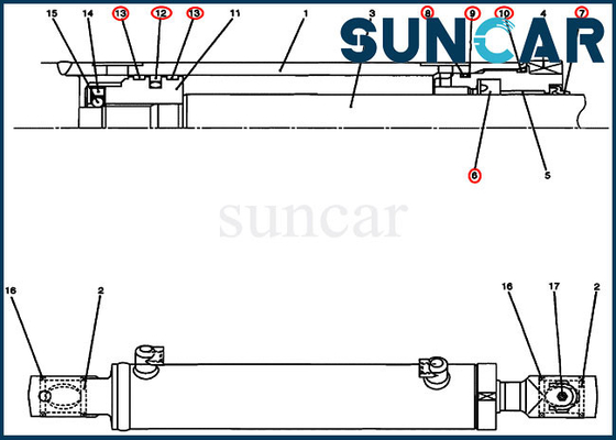 CASE OEM 키트 PU01V00028R300 스윙 실린더 씰 수리 키트 모델 CX17B 굴착기에 적합