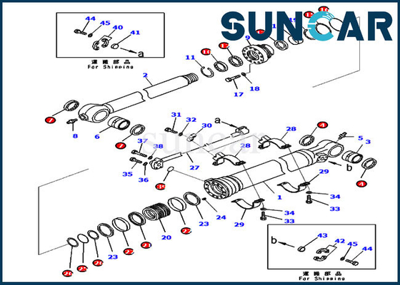 코마츠 PC210-11 PC228USLC-11 수력 서비스 부품을 위한 721-98-00710 봉지 키트 버킷 실린더