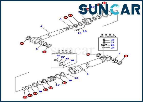 서비스 키트 707-99-68730 Komatsu PC228USLC-8 PC210LC-7K 모델 부품에 맞는 붐 조정 실린더 씰 키트
