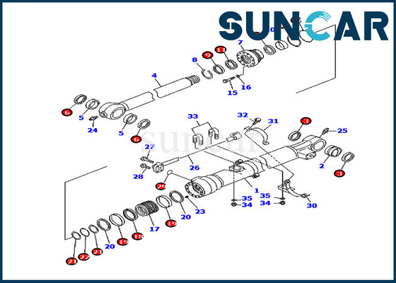 707-99-47570 버킷 씰링 키트 PC200-7 PC200LC-7 모델 Komatsu 실린더 수리 씰 키트