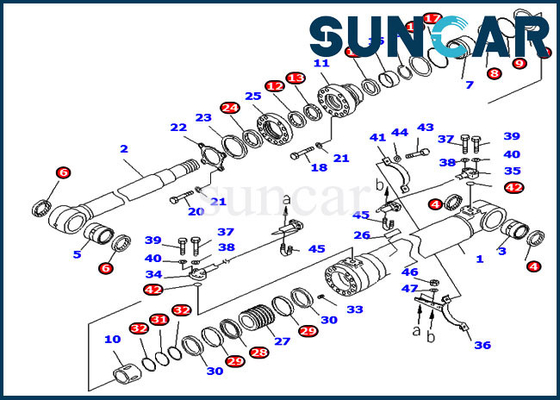 붐 교체 서비스 키트 707-99-46410 수리 키트 유압 실린더 Komatsu PC200-8 7079946410
