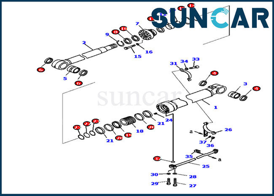 코마츠 밀봉은 PC228US-8 PC228USLC-8 굴삭기를 위한 707-99-46470 팔 유압 실린더  수리용 장비를 장비를 답니다