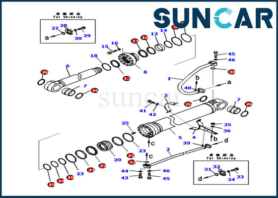 7219804330 PC290LCI-11 수리를 위한 코마츠 721-98-04330 붐 밀봉 키트는 유압 실린더를 장비를 답니다