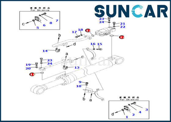 PC240LC-11 PC240NLC-11 PC240LC-11E0 PC240NLC-11E0을 위한 0 코마츠 붐원통 서비스 장비