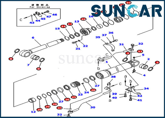 707-99-58370 버킷 봉지 키트 PC350LC-6 PC340NLC-6  실린더 수리용 장비는 코마츠 중장비에 적합합니다