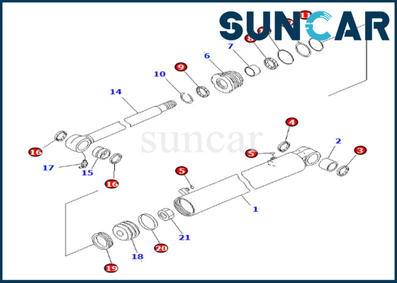 PC35MR-3 PC35MR-2를 위한 코마츠 0 붐 스윙 실린더 밀봉 수리용 장비