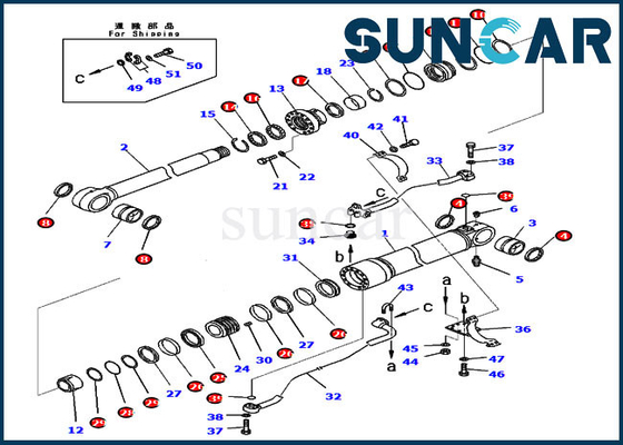 코마츠 PC350-8 PC300-8 PC300LC-8을 위한 0 붐 서비스 장비 실린더 봉지 키트