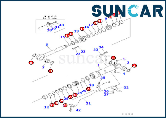 코마츠 0 붐원통 수리 봉지 키트는 PC400LC-8 PC400-8 PC400-8R에 적합합니다