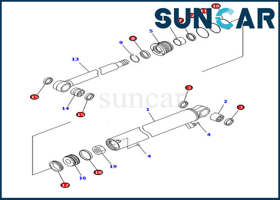 장비 707-98-22870 수력 수리용 장비를 밀봉하는 암 실린더는 코마츠 PC30MR-2 PC30MR-2-A 굴삭기에 적합합니다