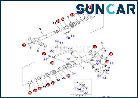 버킷 실린더 밀봉은 PC400-7 PC300LL-7E0 PC350LL-7E0을 위한 0 코마츠를 장비를 답니다