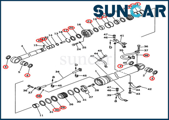 팔 밀봉 키트 707-99-68515 PC400-5D PC400-6C 굴삭기 코마츠 실린더 수리 봉지 키트