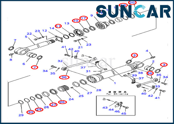 PC400-7 PC400LC-7 코마츠 굴삭기 중장비를 위한 버킷 실린더 밀봉 수리용 장비 707-99-65220